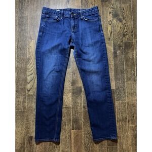 Gap 1969 Blue Jeans Women's Size 31R Dark Wash Real Straight Mid Rise Stretch